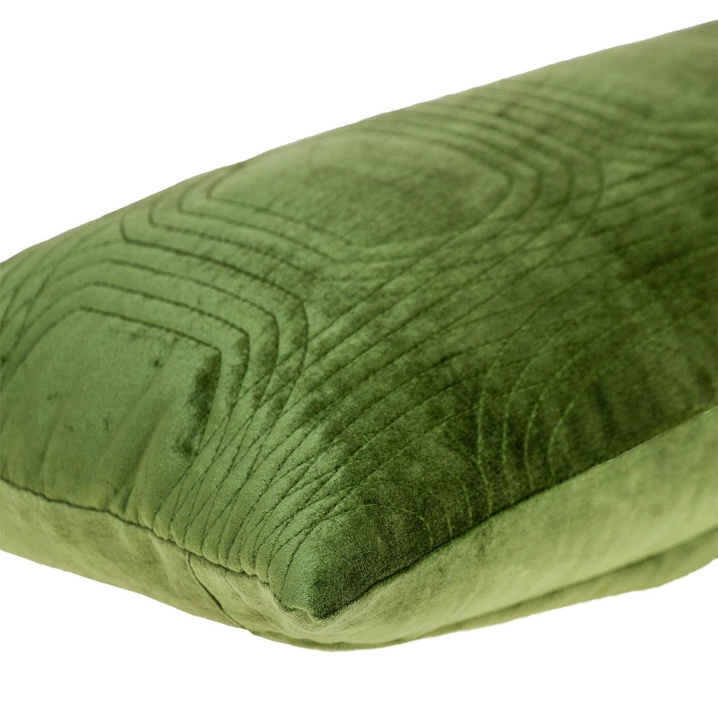 Quilted Velvet Olive Lumbar Throw Pillow