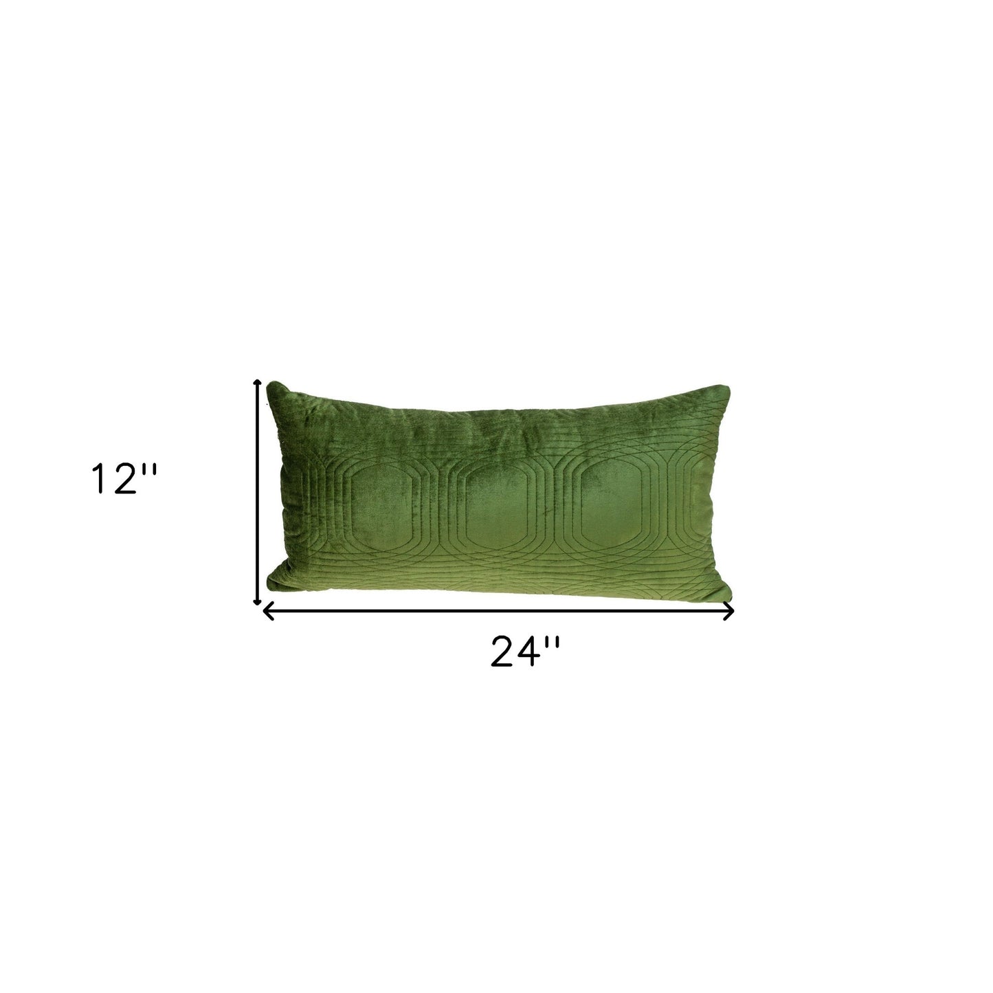 Quilted Velvet Olive Lumbar Throw Pillow