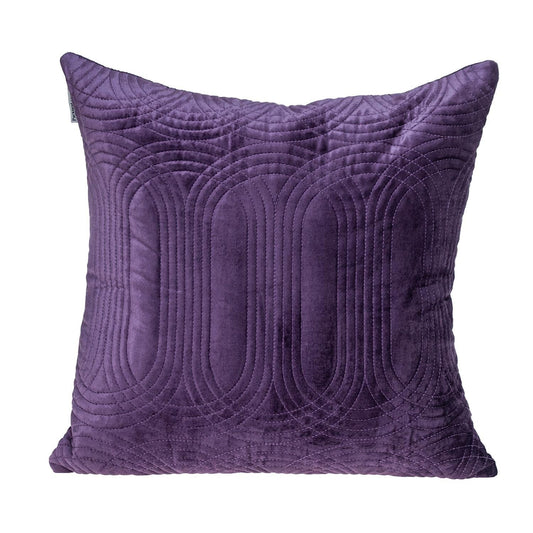 Quilted Velvet Purple Square Throw Pillow