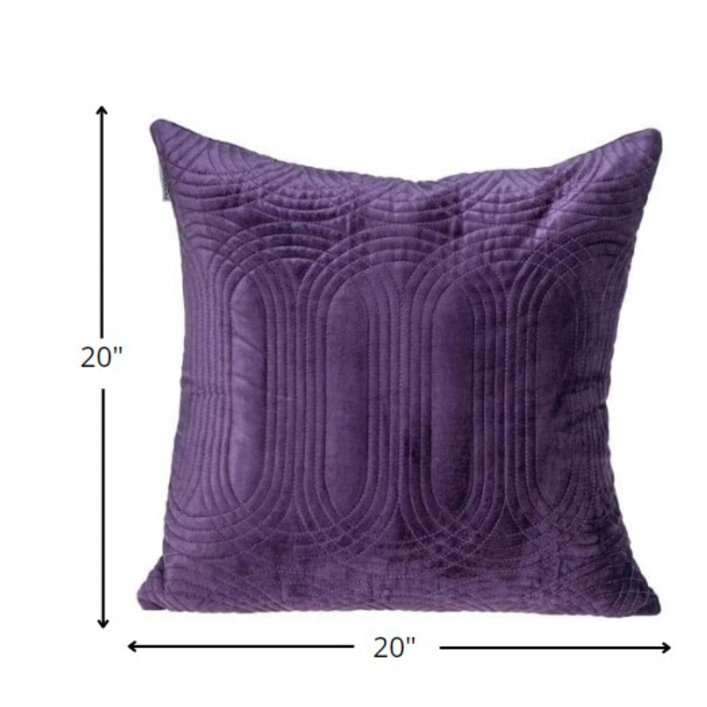 Quilted Velvet Purple Square Throw Pillow