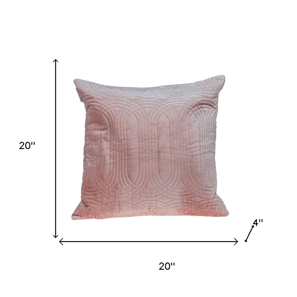 20" Pink Cotton Blend Throw Pillow