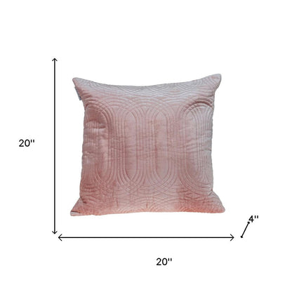 20" Pink Cotton Blend Throw Pillow