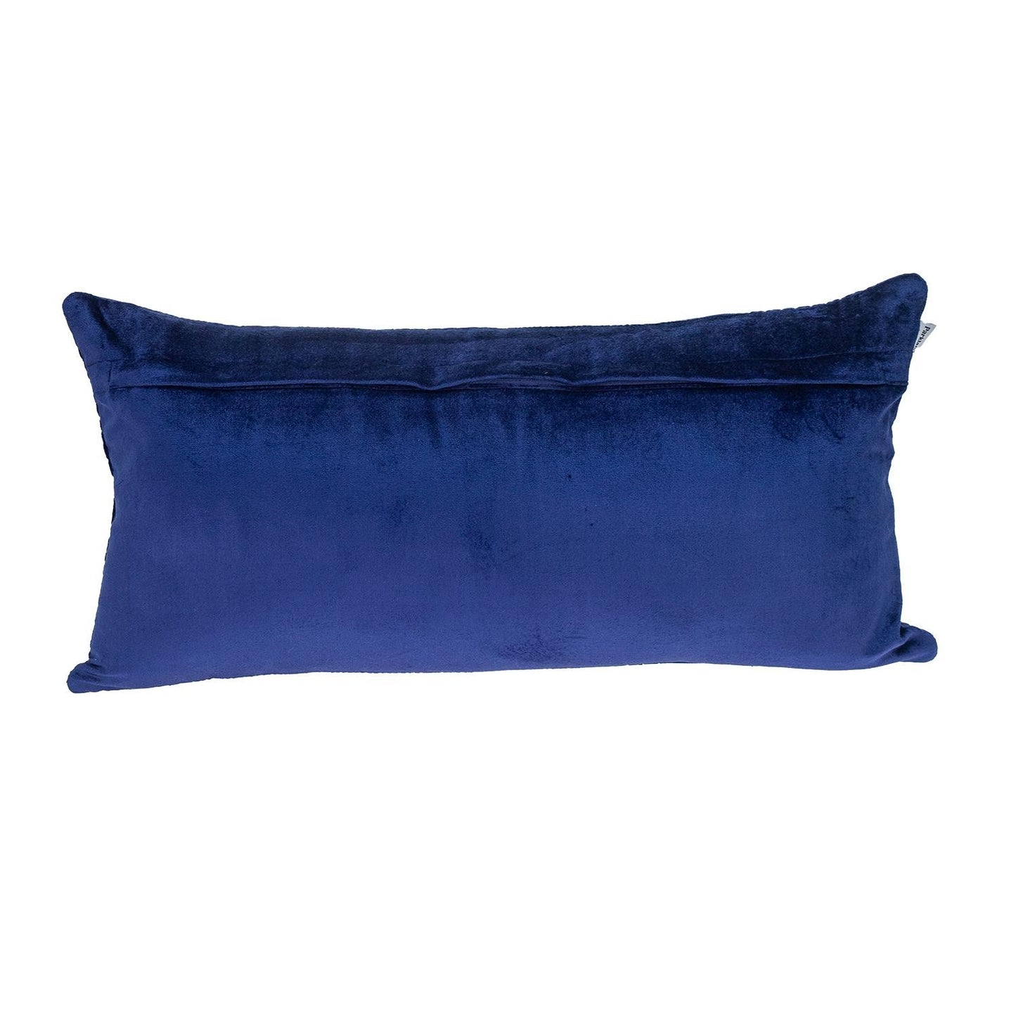 Quilted Velvet Blue Lumbar Throw Pillow