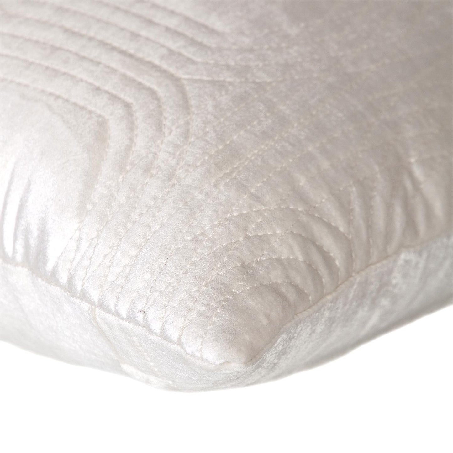 Quilted Velvet White Lumbar Throw Pillow