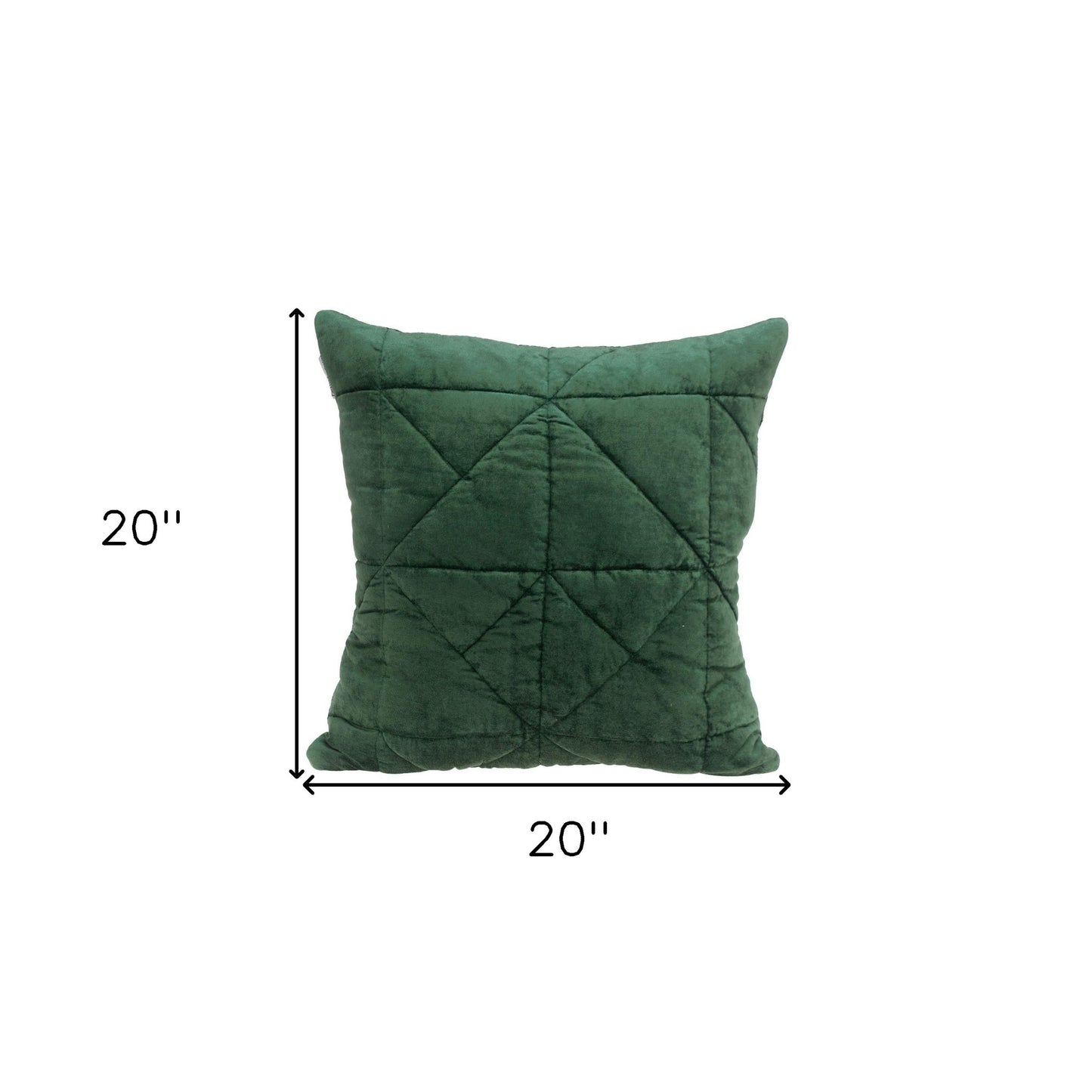 Green Chunky Geo Stitched Velvet Decorative Throw Pillow