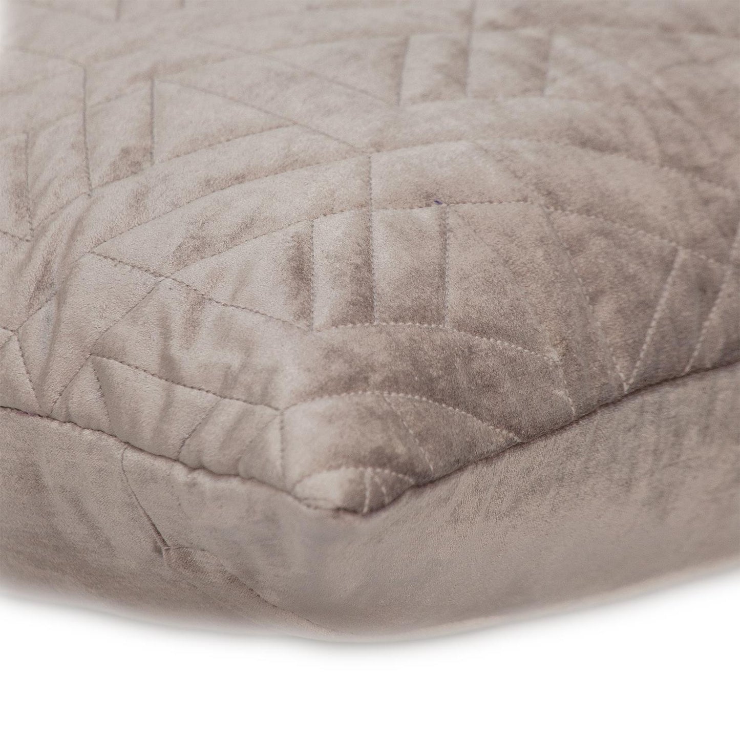 Taupe Velvet Quilted Throw Pillow