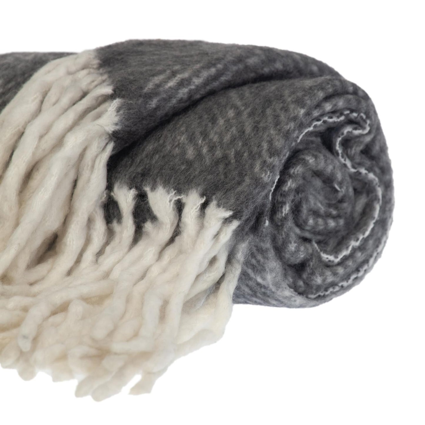 Super Soft Black and White Handloomed Mohair Throw Blanket