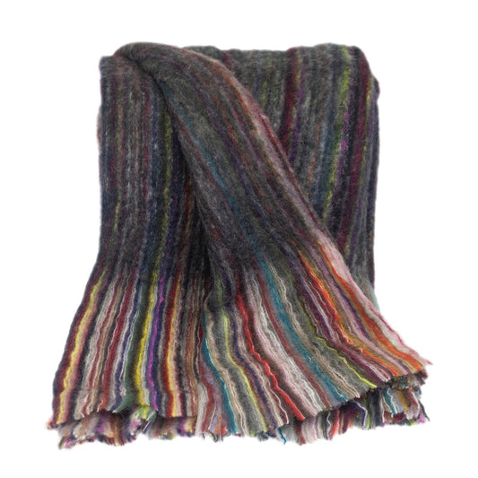 Ultra Soft Maroon and Green Stripes Handloomed Throw Blanket