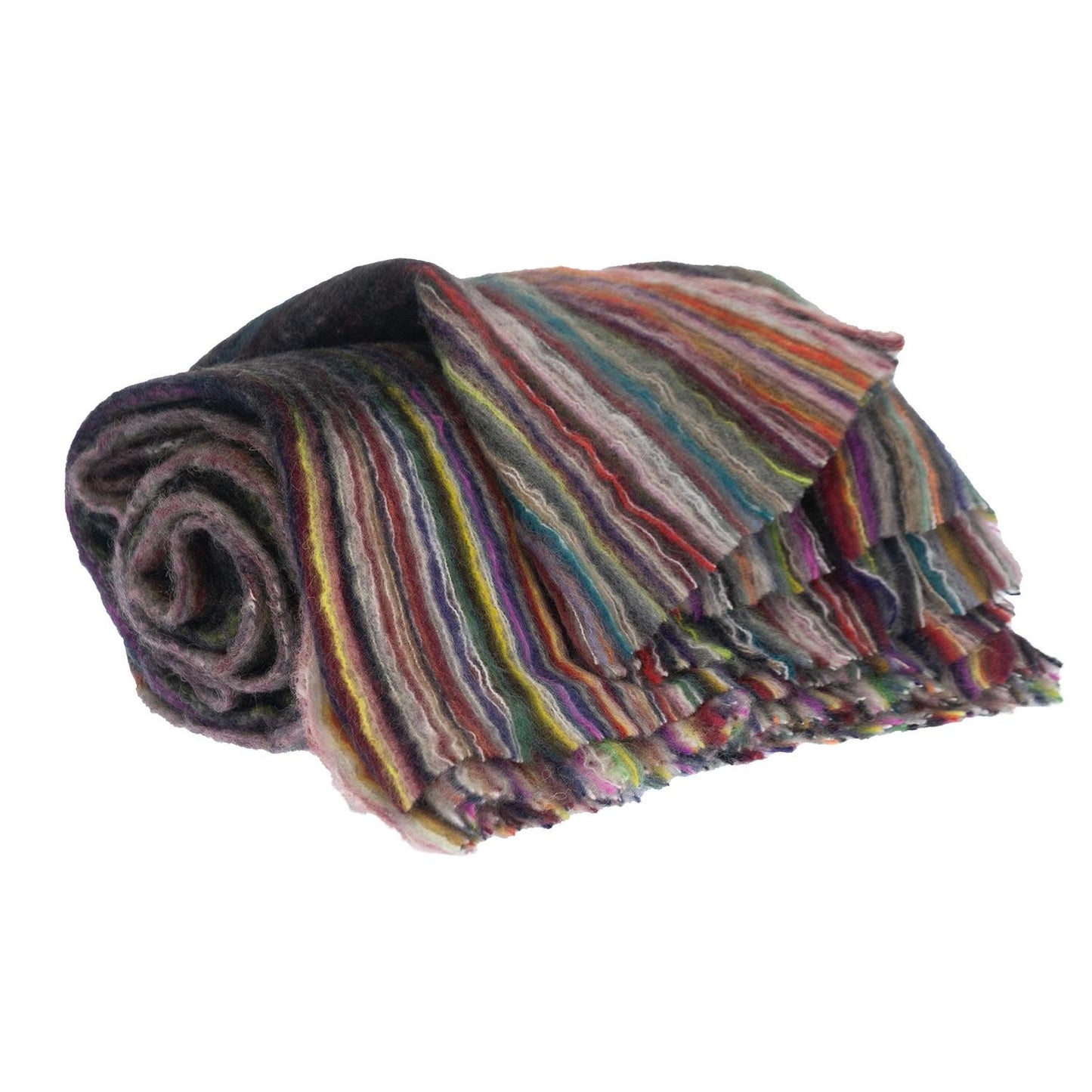 Ultra Soft Maroon and Green Stripes Handloomed Throw Blanket