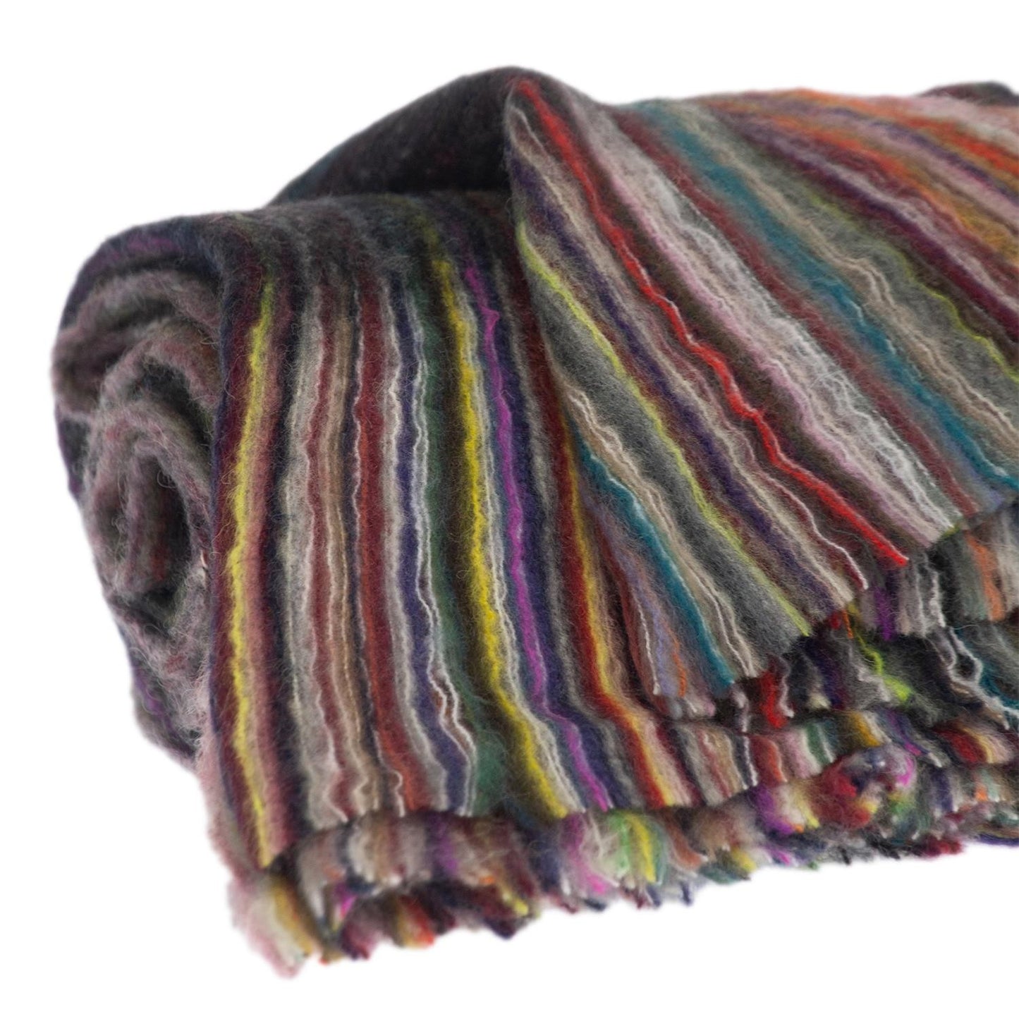 Ultra Soft Maroon and Green Stripes Handloomed Throw Blanket