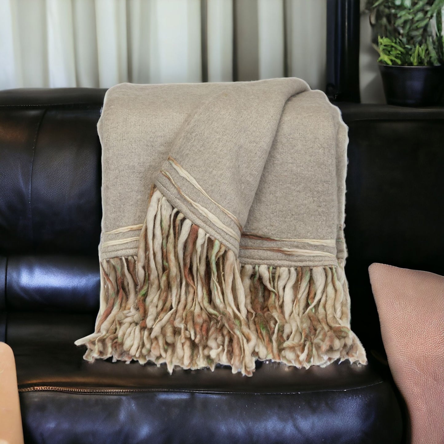 Royal Beige and Brown Handloomed Throw Blanket