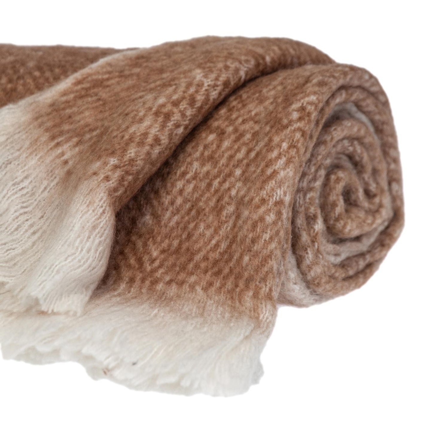 Brown And White Knitted Acrylic Abstract Reversable Throw