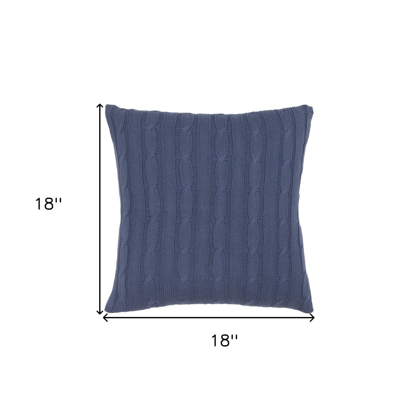 18" Blue Cotton Throw Pillow