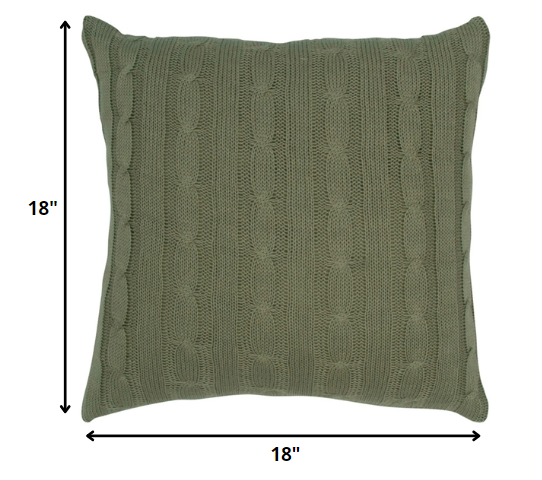 18" Olive Cotton Throw Pillow