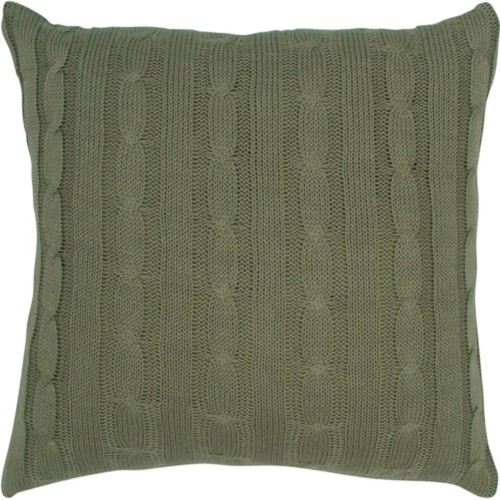 18" Olive Cotton Throw Pillow