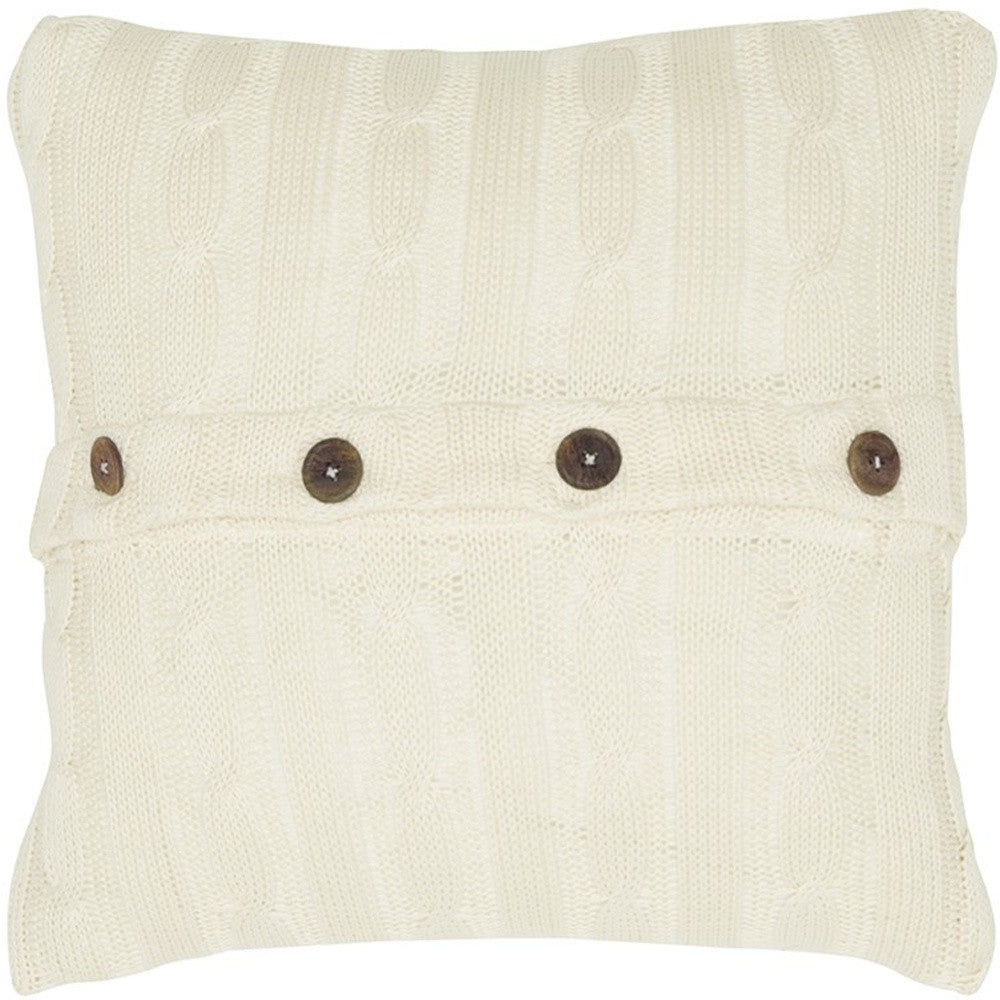 18" Ivory Cotton Throw Pillow