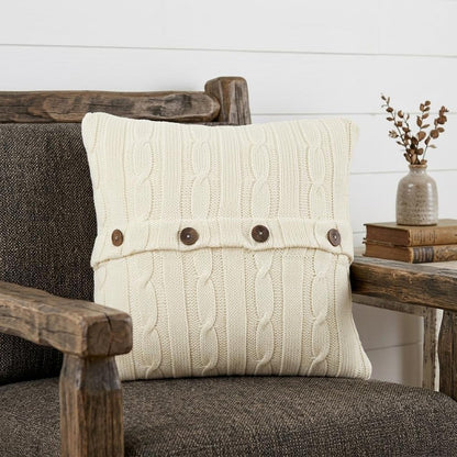 18" Ivory Cotton Throw Pillow