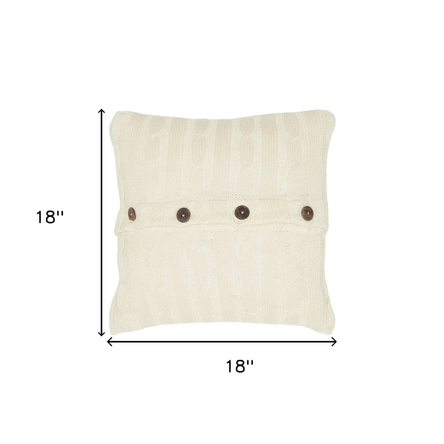 18" Ivory Cotton Throw Pillow