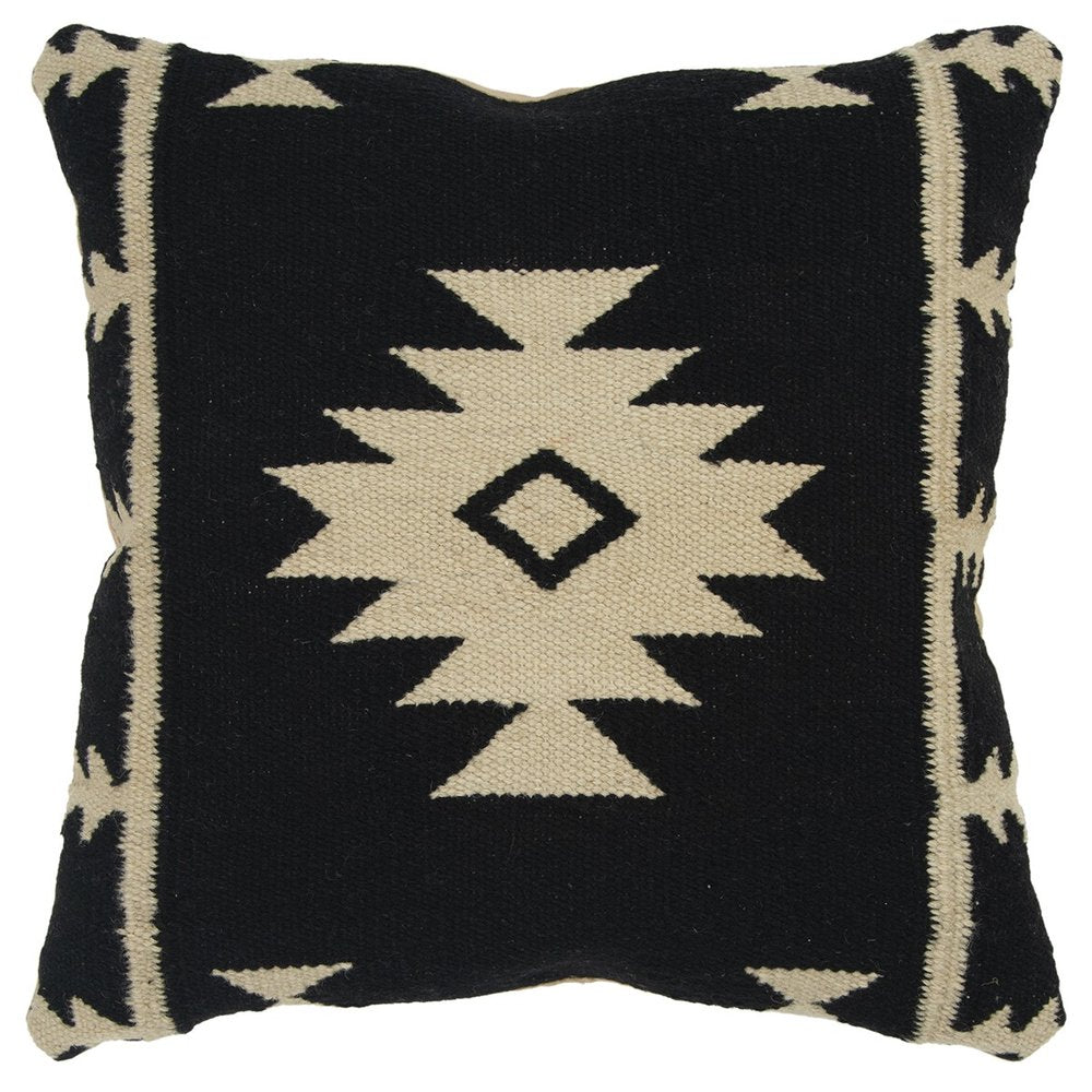 18" Black And Natural Southwestern Throw Pillow with Texture