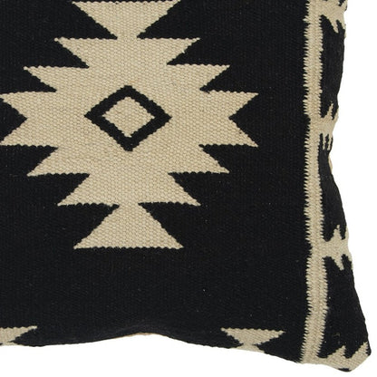 18" Black And Natural Southwestern Throw Pillow with Texture