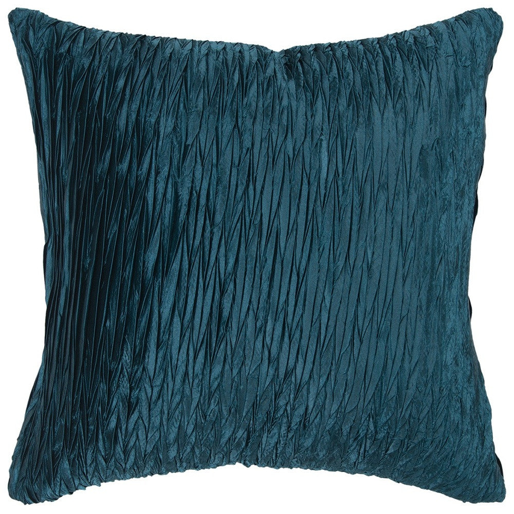 18" Teal Blue Crinkle Cotton Throw Pillow