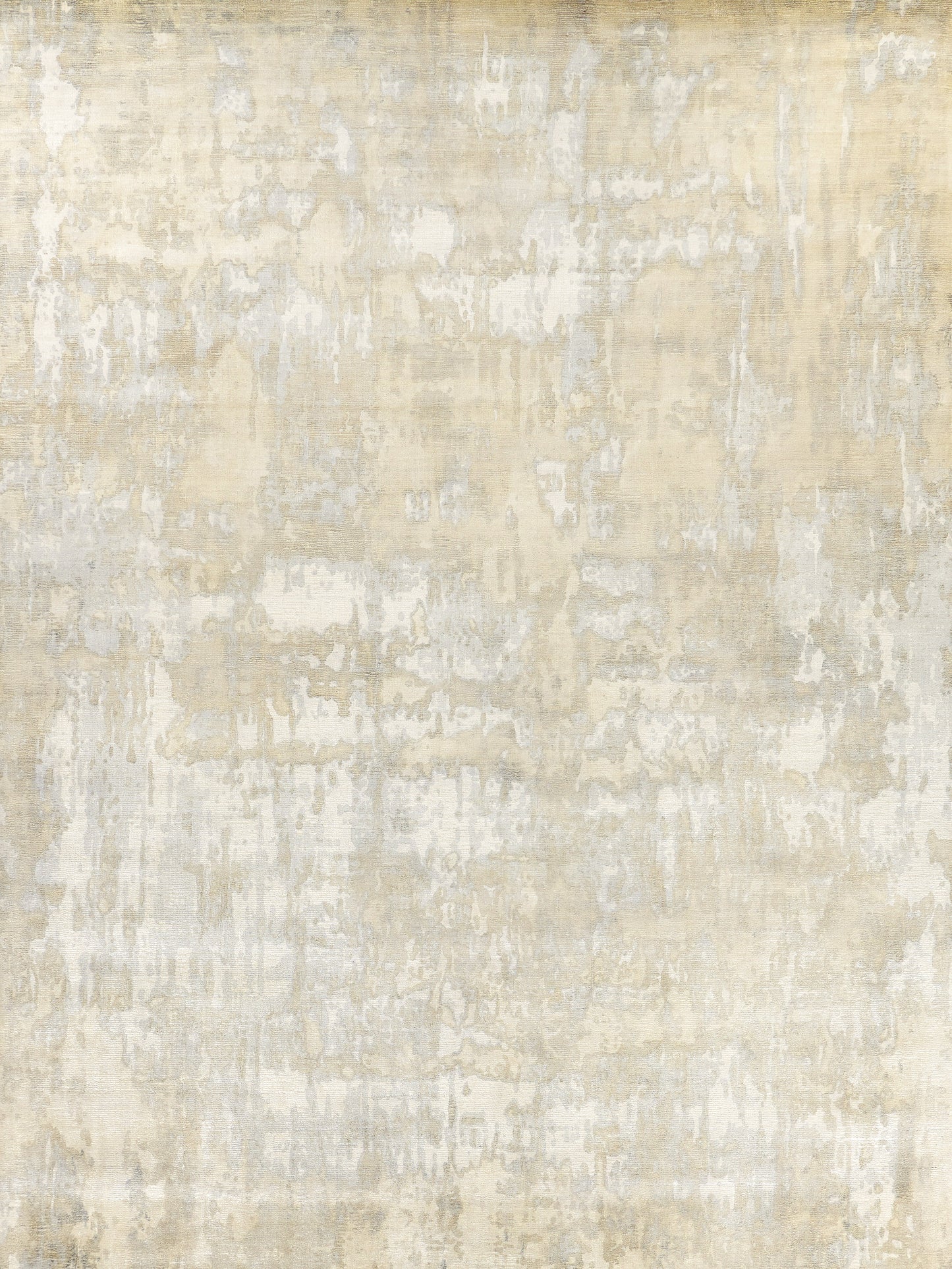 Beige and cream distressed textured surface with abstract worn pattern; neutral decor rug.