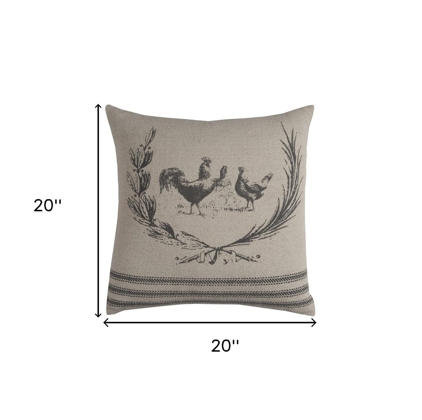 Gray Distressed Farmhouse Rooster Throw Pillow