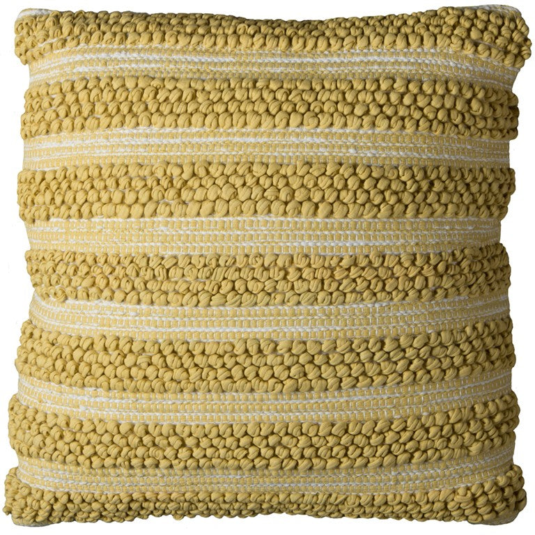 Beige Yellow Looping Striped Throw Pillow