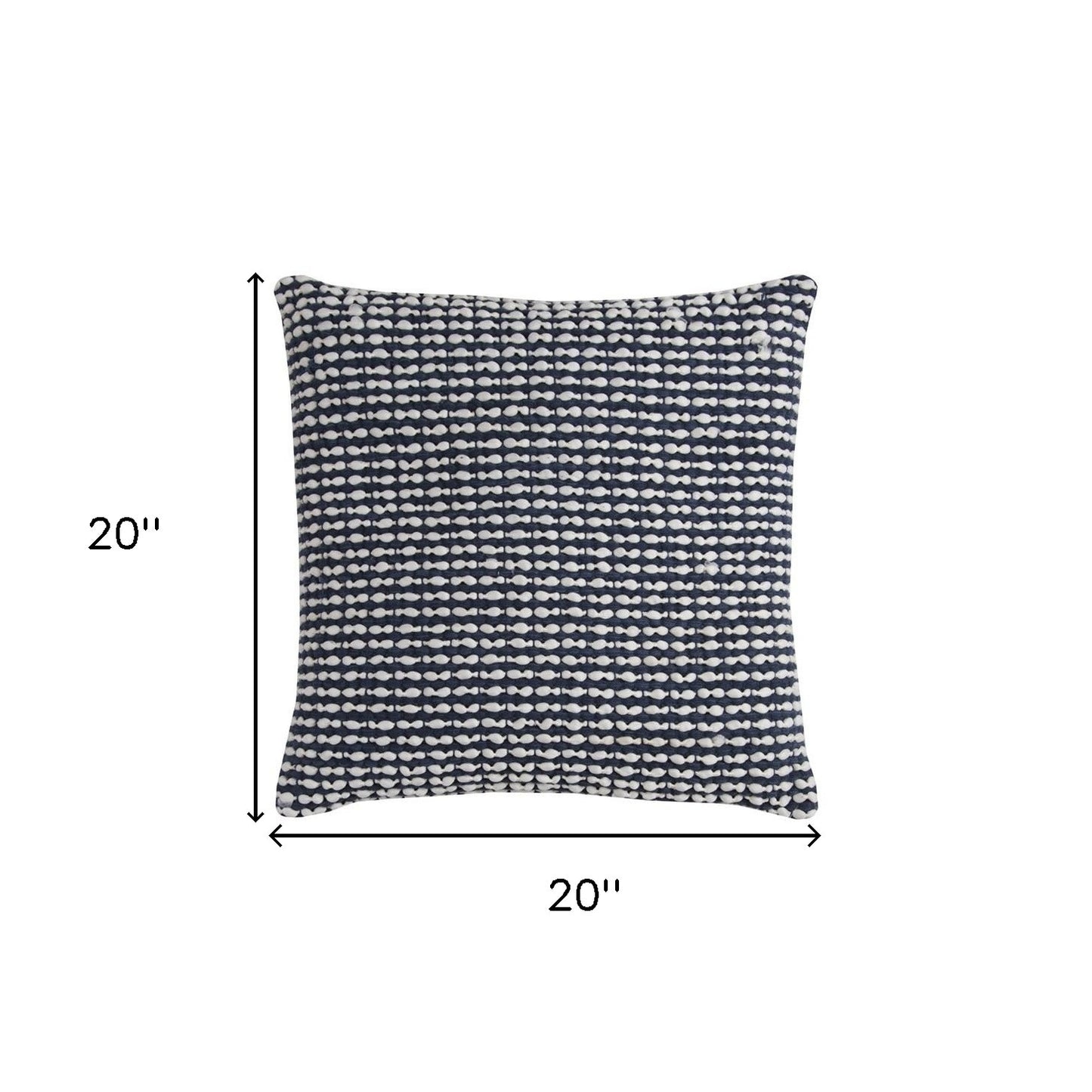 20" X 20" Blue and White Weave Cotton Zippered Pillow