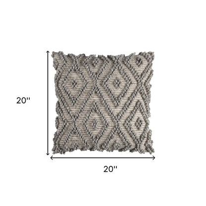 20" Natural And Gray Cotton Throw Pillow