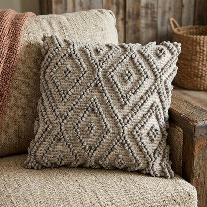 20" Natural And Gray Cotton Throw Pillow