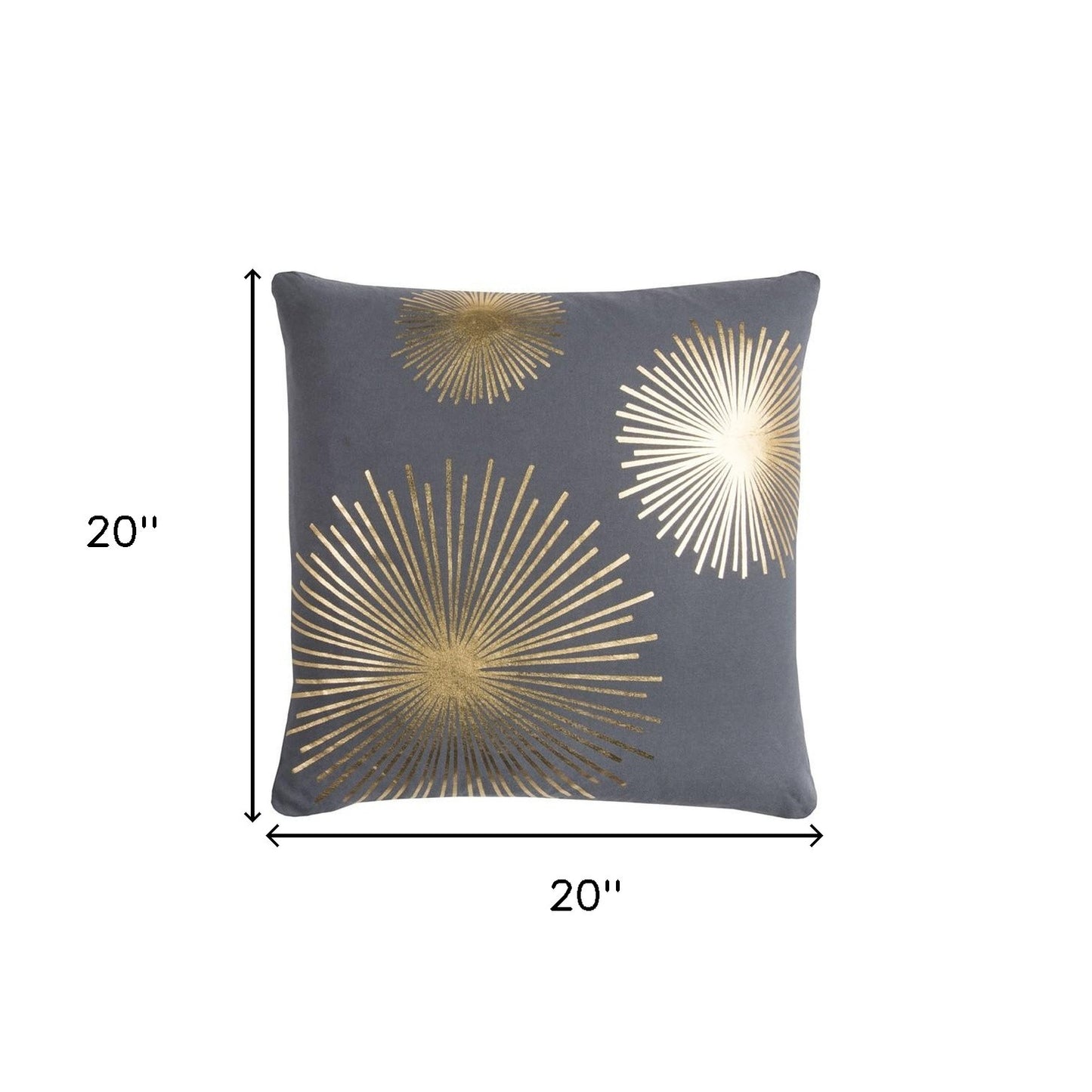 Gray Gold Metallic Sunburst Throw Pillow