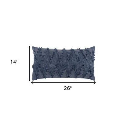 14" X 26" Indigo Cotton Lumbar Throw Pillow with Texture