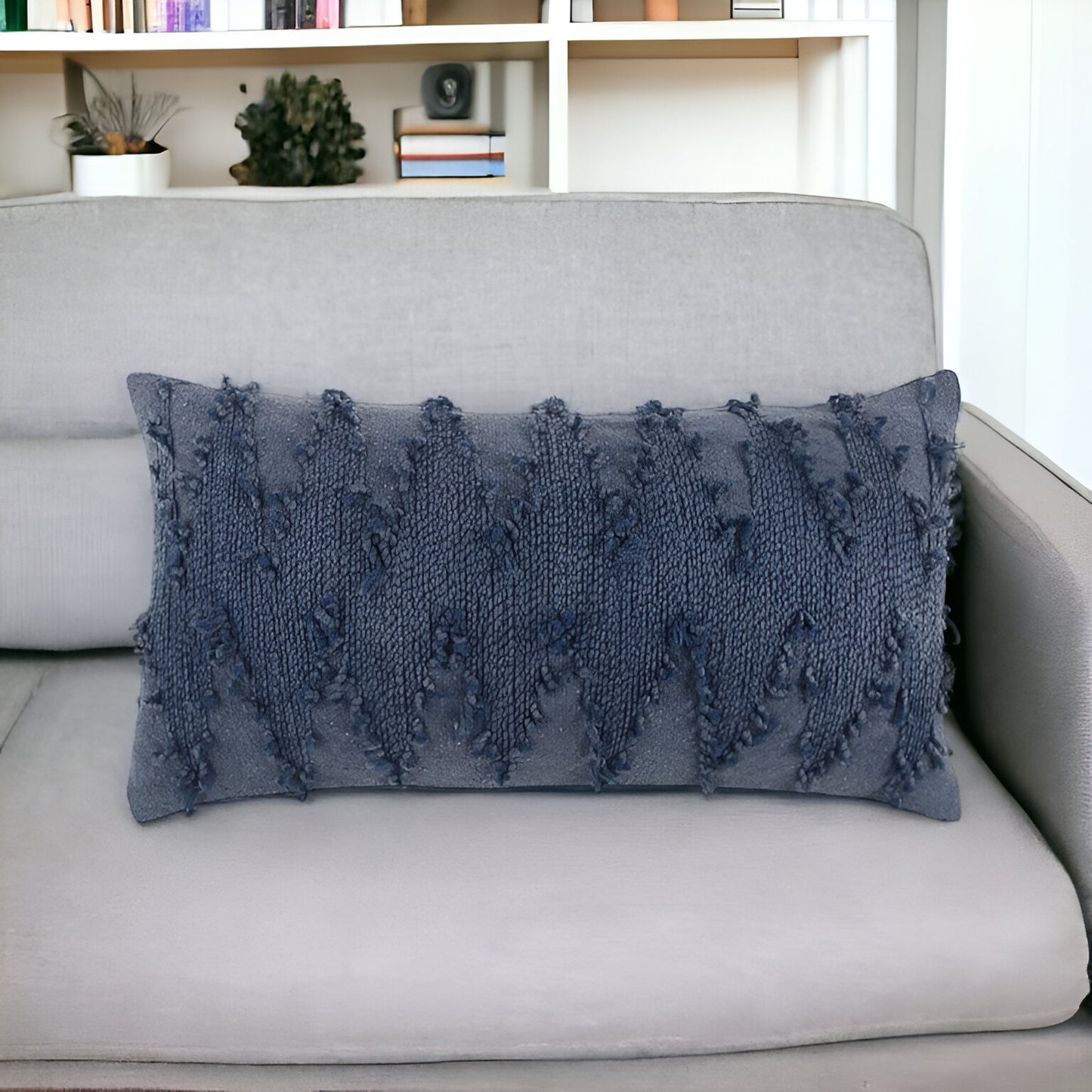 14" X 26" Indigo Cotton Throw Pillow