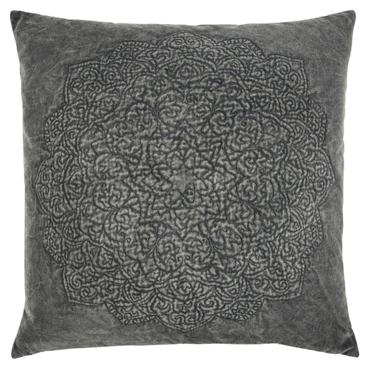 Dark Gray Central Medallion Throw Pillow