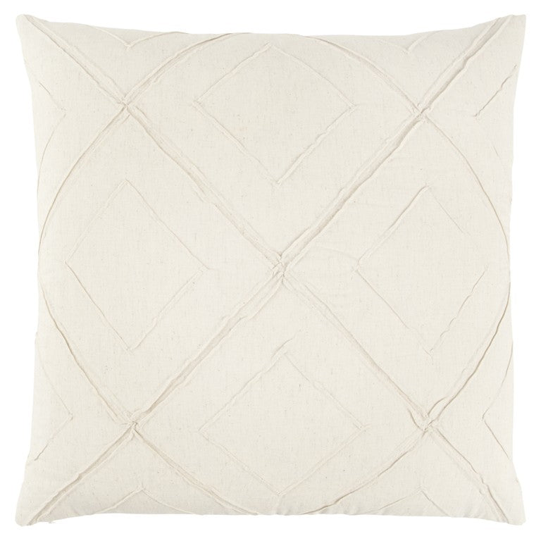 Ivory Pin Tuck Diamond Pattern Throw Pillow