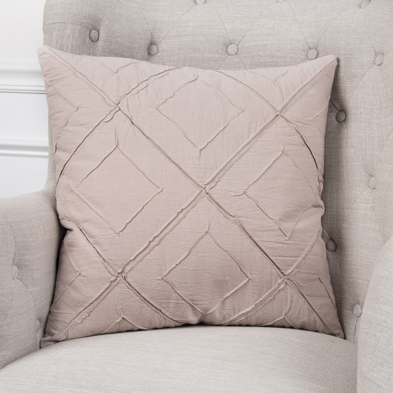 Blush Pin Tuck Diamond Pattern Throw Pillow