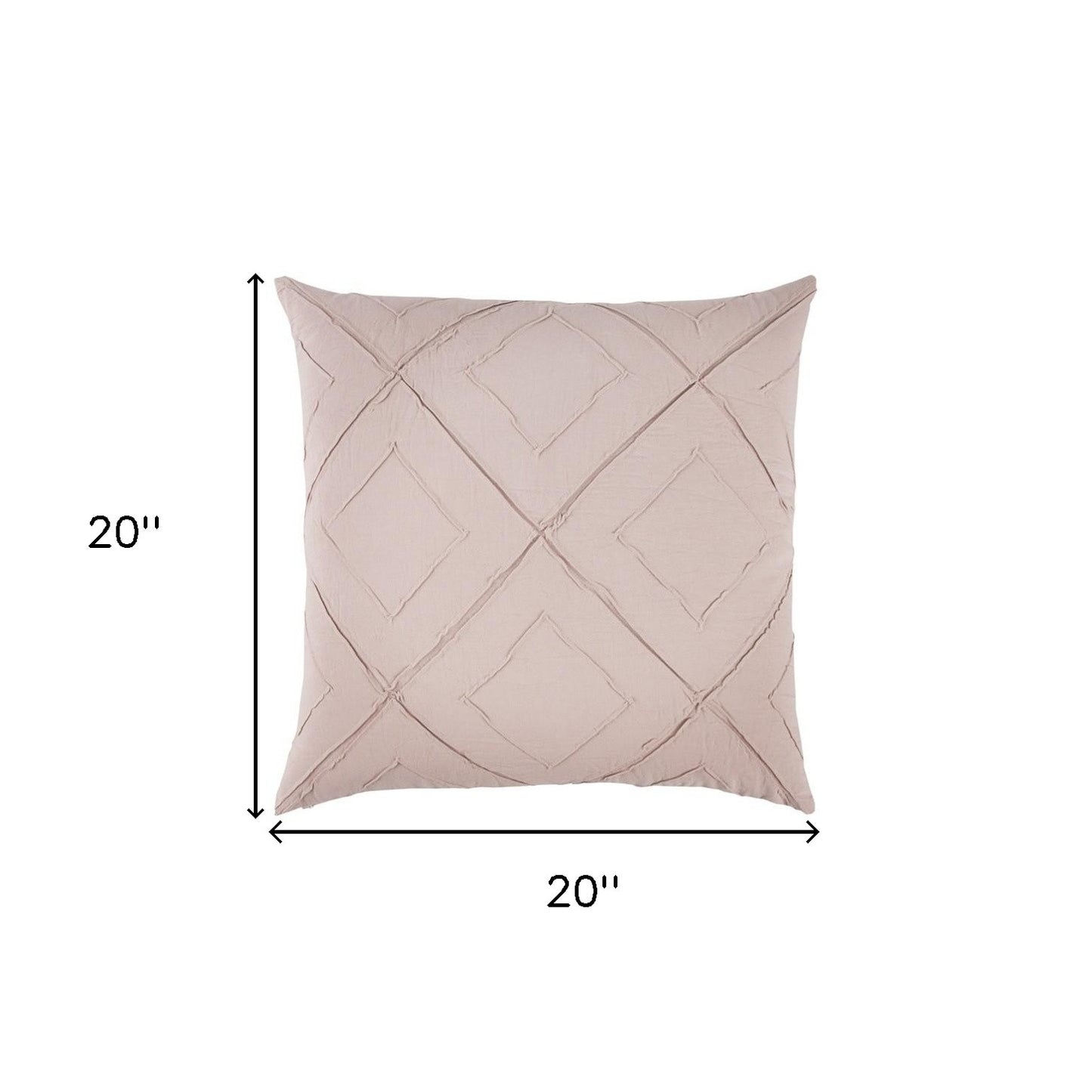 Blush Pin Tuck Diamond Pattern Throw Pillow