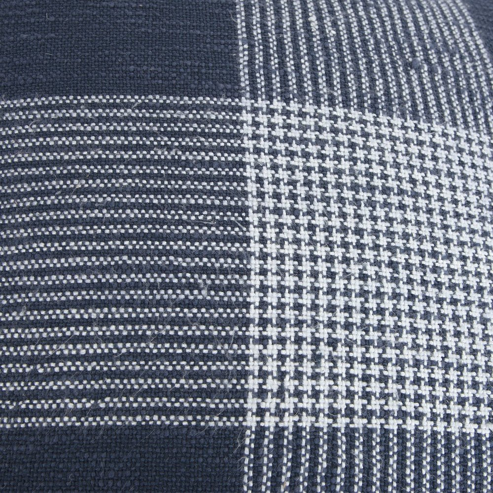 Indigo White Plaid Pattern Throw Pillow