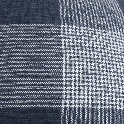 Indigo White Plaid Pattern Throw Pillow