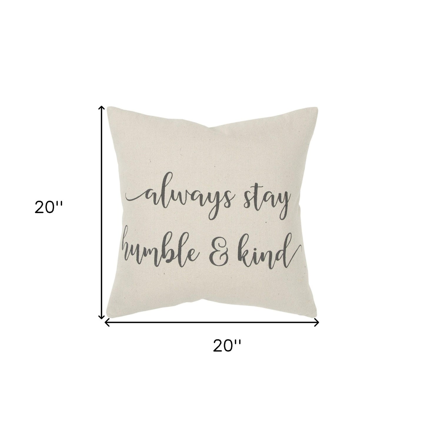 Gray Cream Humble and Kind Throw Pillow