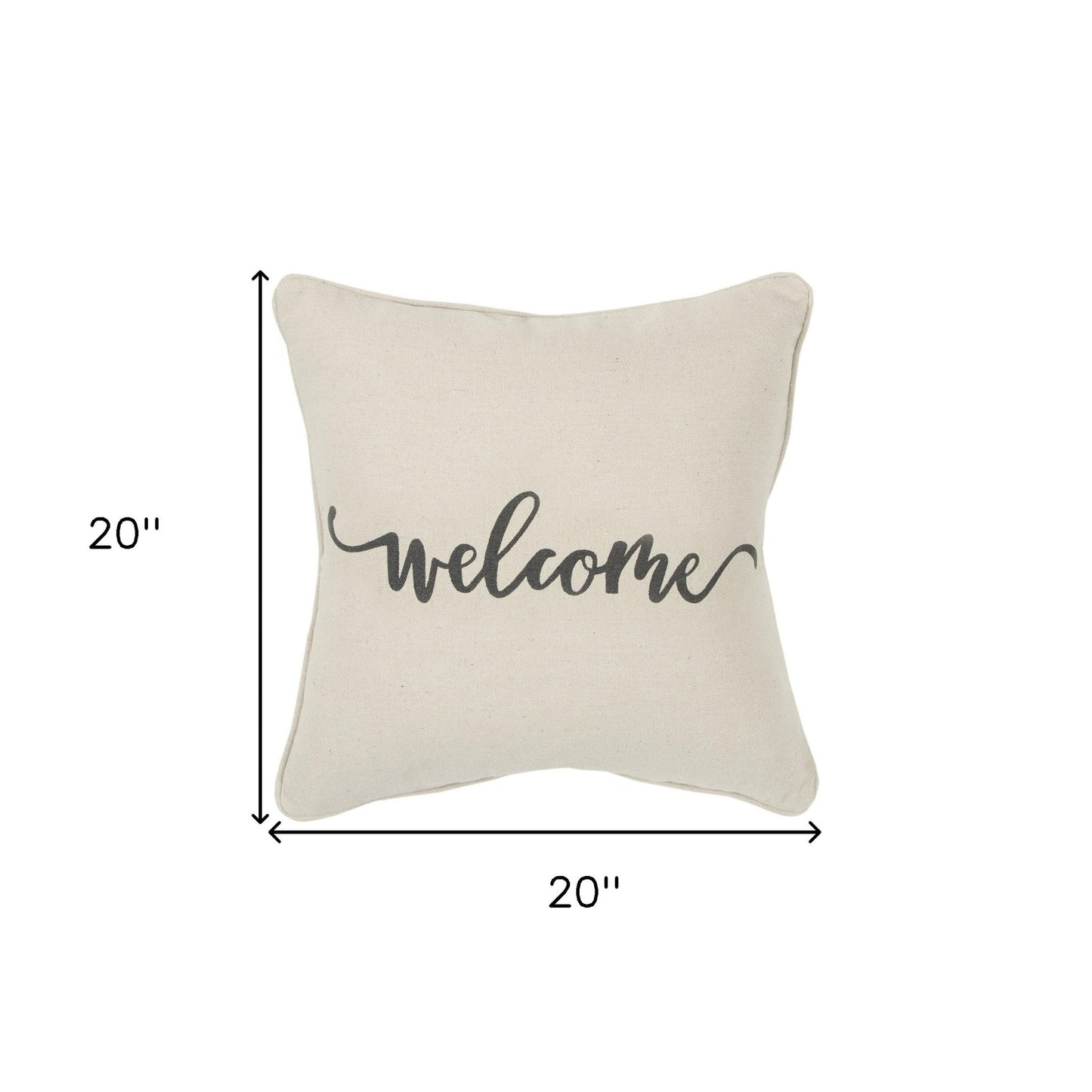 Gray Cream Welcome Decorative Throw Pillow