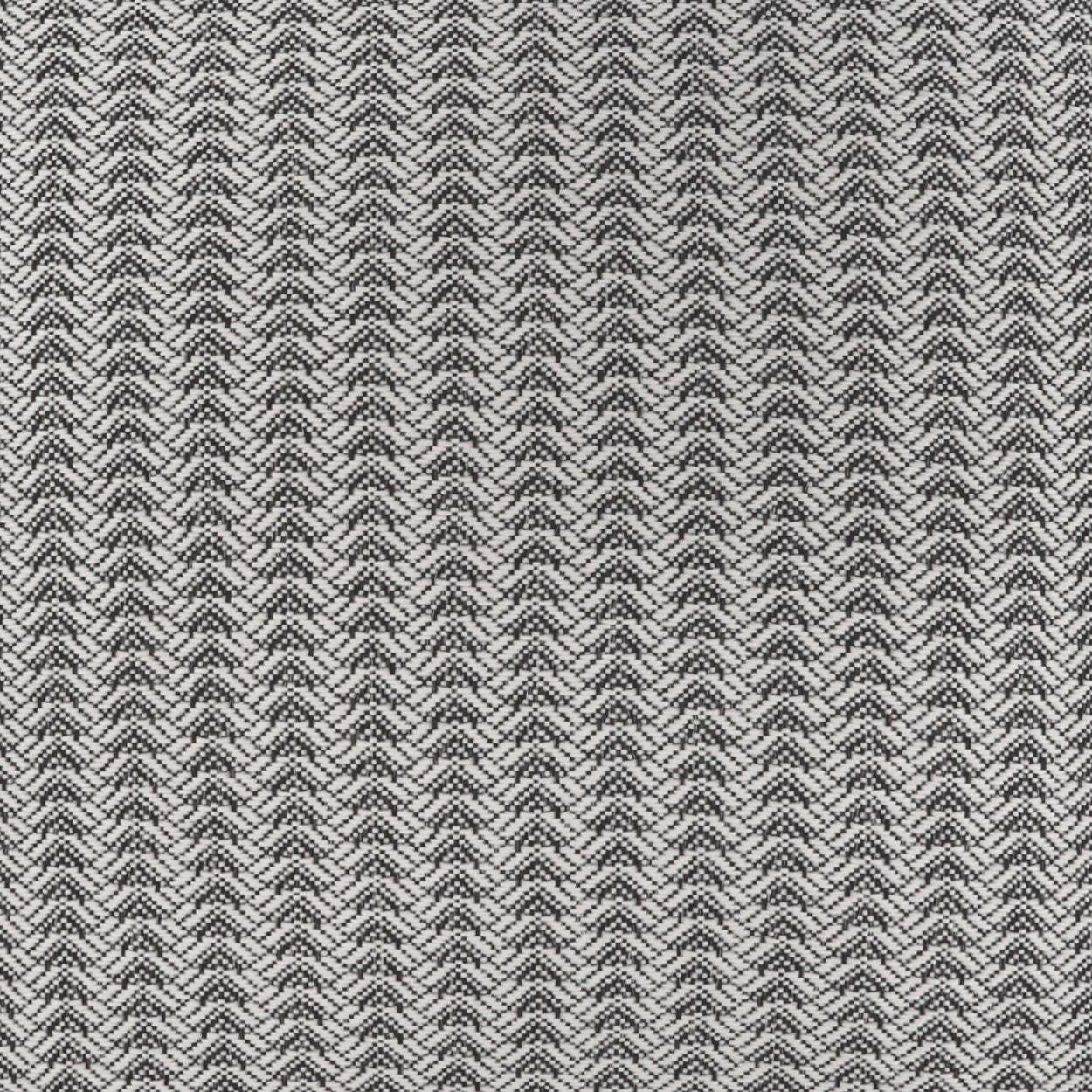 Grey & white herringbone woven fabric with tight chevron pattern.