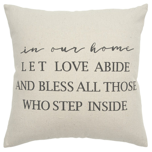 Gray Taupe Canvas Let Love Abide Throw Pillow