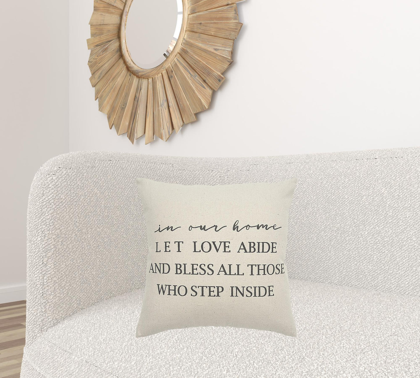 Gray Taupe Canvas Let Love Abide Throw Pillow