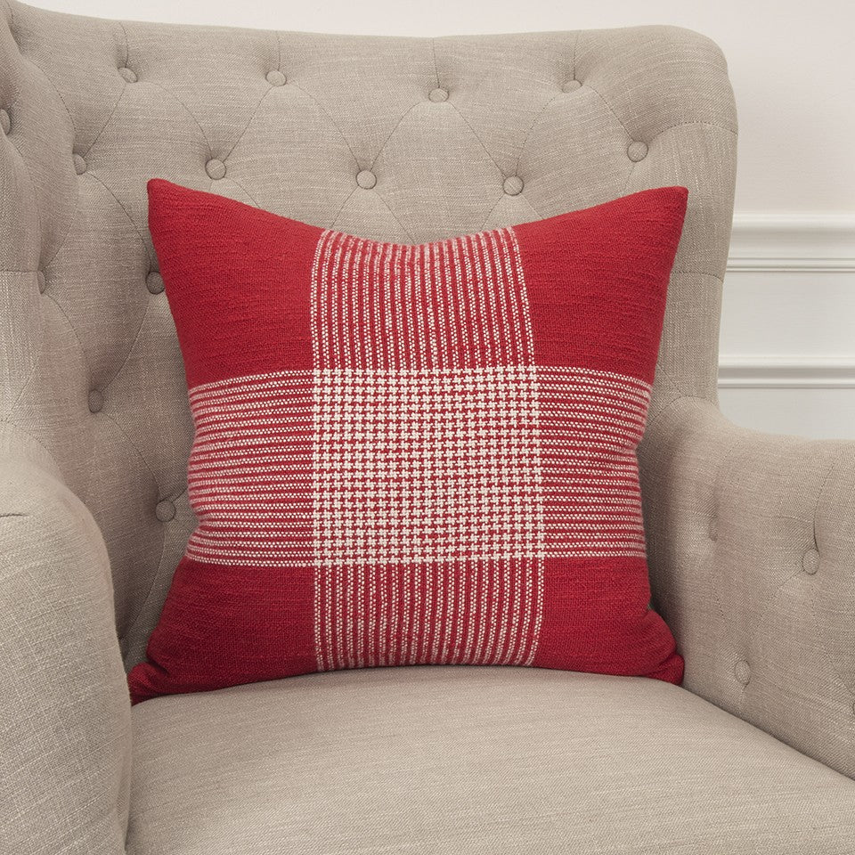 Red White Plaid Pattern Throw Pillow