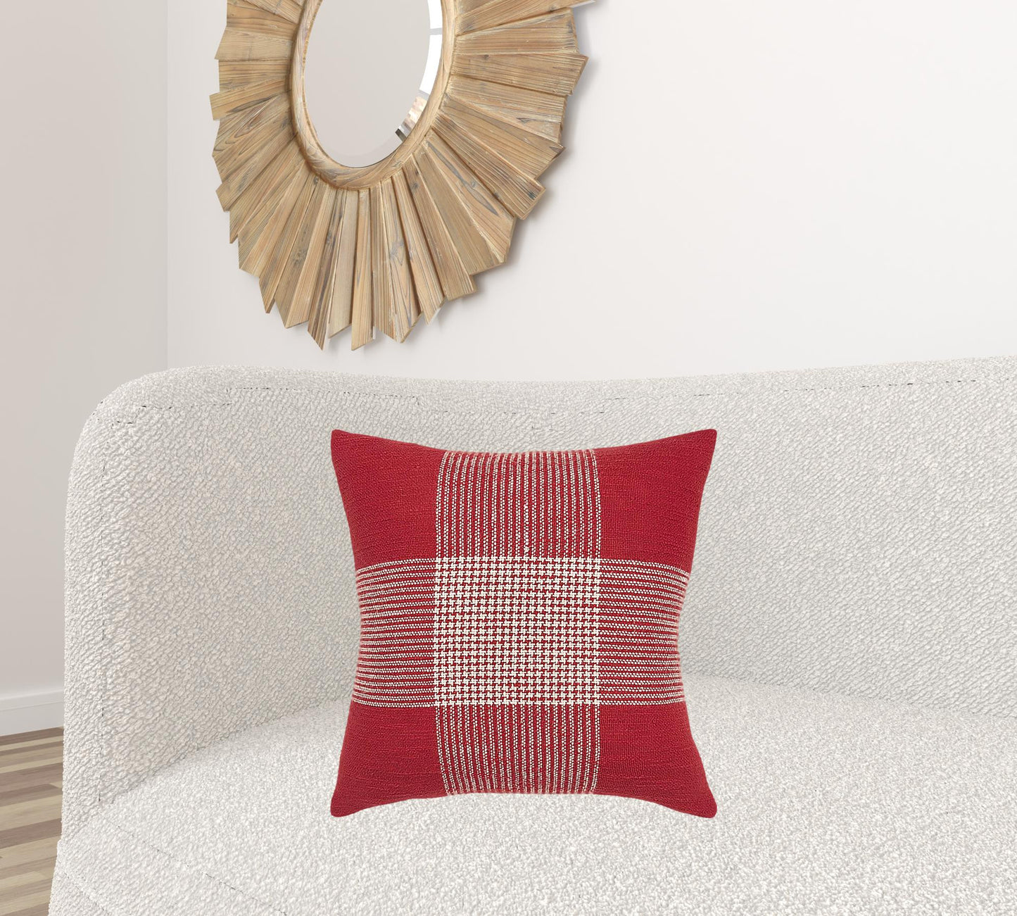 Red White Plaid Pattern Throw Pillow