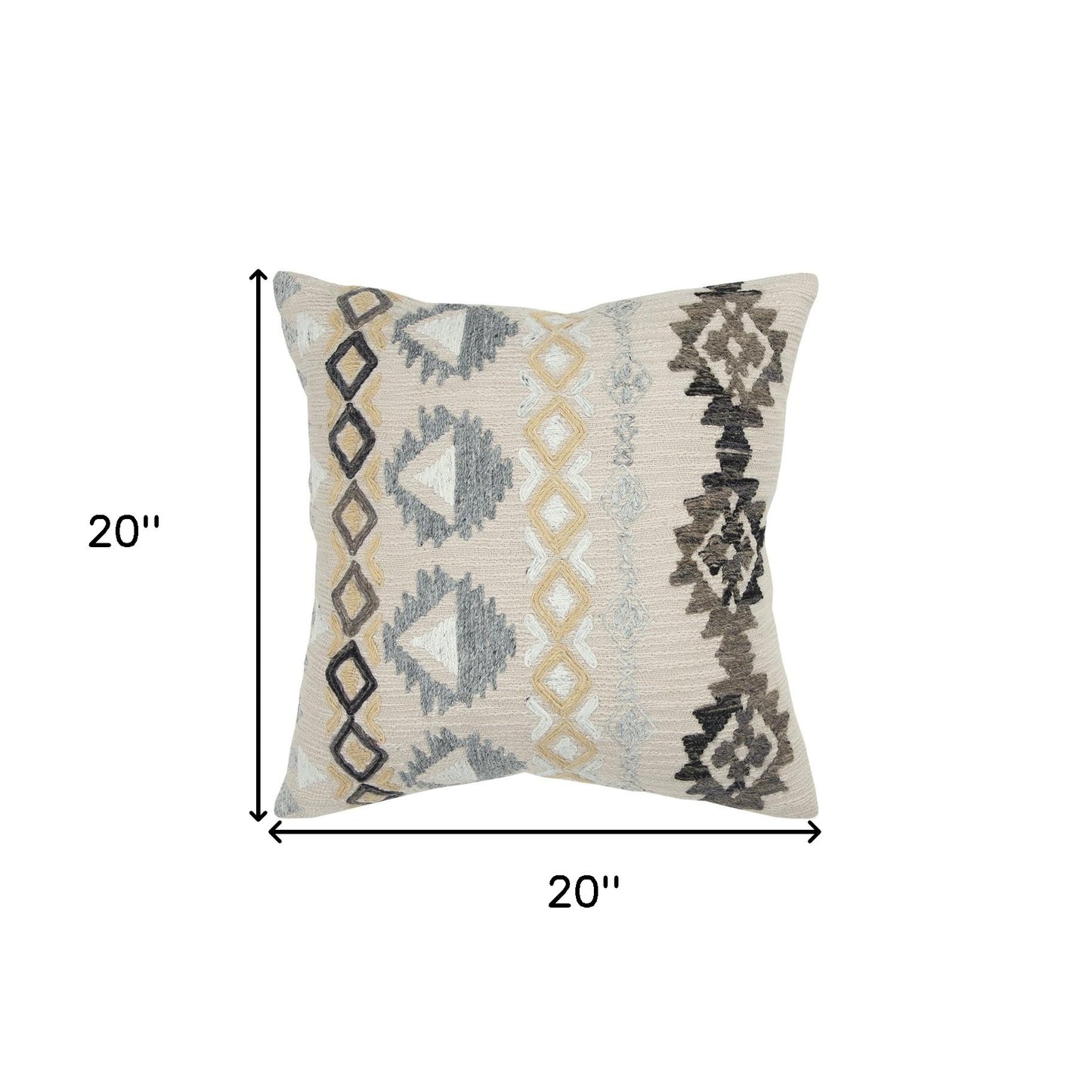 Brown Beige Tribal Embroidered Throw Pillow