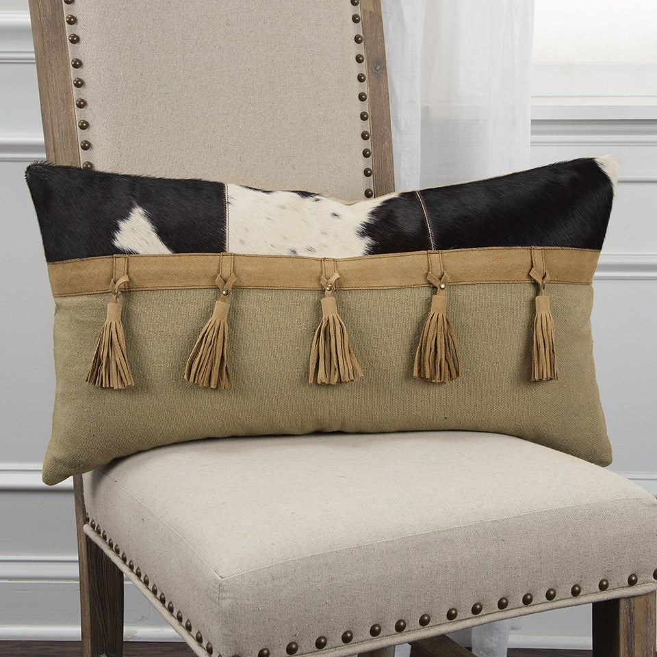 Brown Tassel Embellished Decorative Throw Pillow