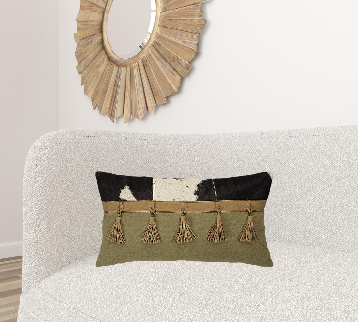 Brown Tassel Embellished Decorative Throw Pillow